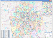 Atlanta-Sandy Springs-Roswell Metro Area Wall Map Color Cast Style